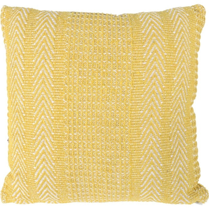 Geel sierkussen 40x40 cm met geweven zigzagpatroon