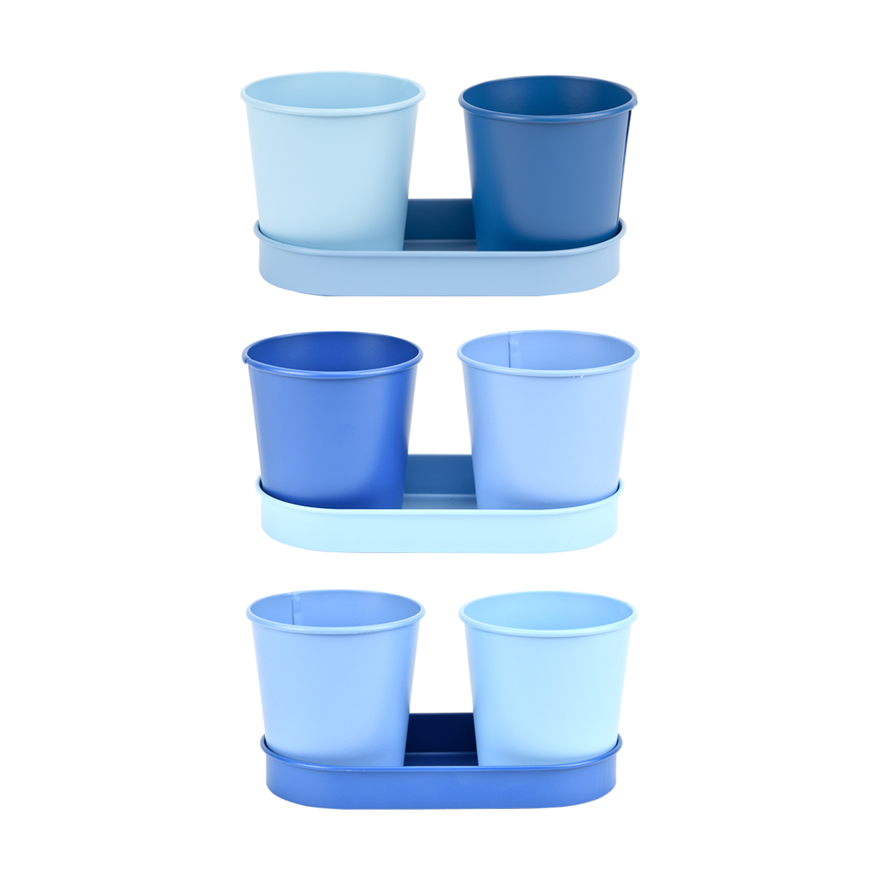 Esschert design - 50 tinten blauw bloempotjes op tray