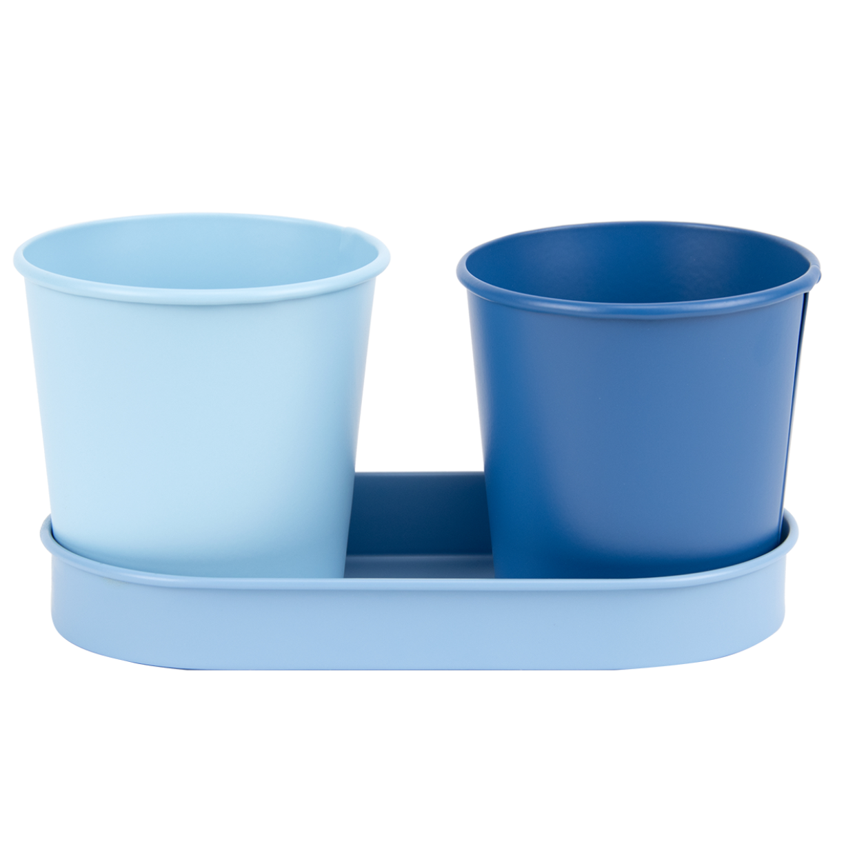 Esschert design - 50 tinten blauw bloempotjes op tray