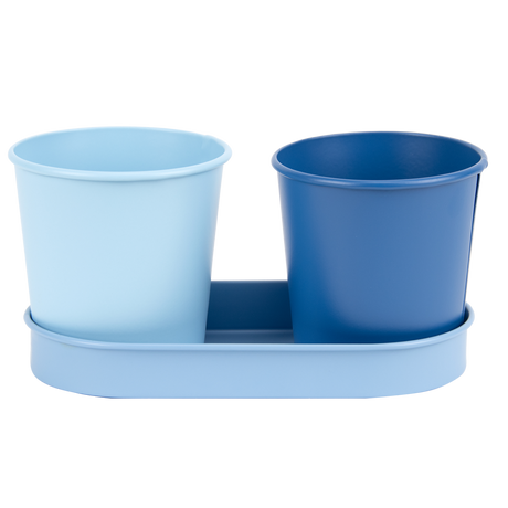 Esschert design - 50 tinten blauw bloempotjes op tray