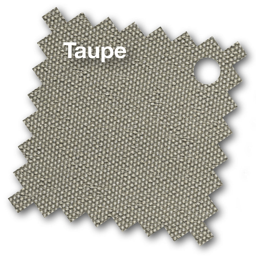 Taupe stofstaal met afgeronde uitsparing en kartelrand