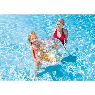 Glitter strandbal 71 cm, goudkleurig glinsterend oppervlak