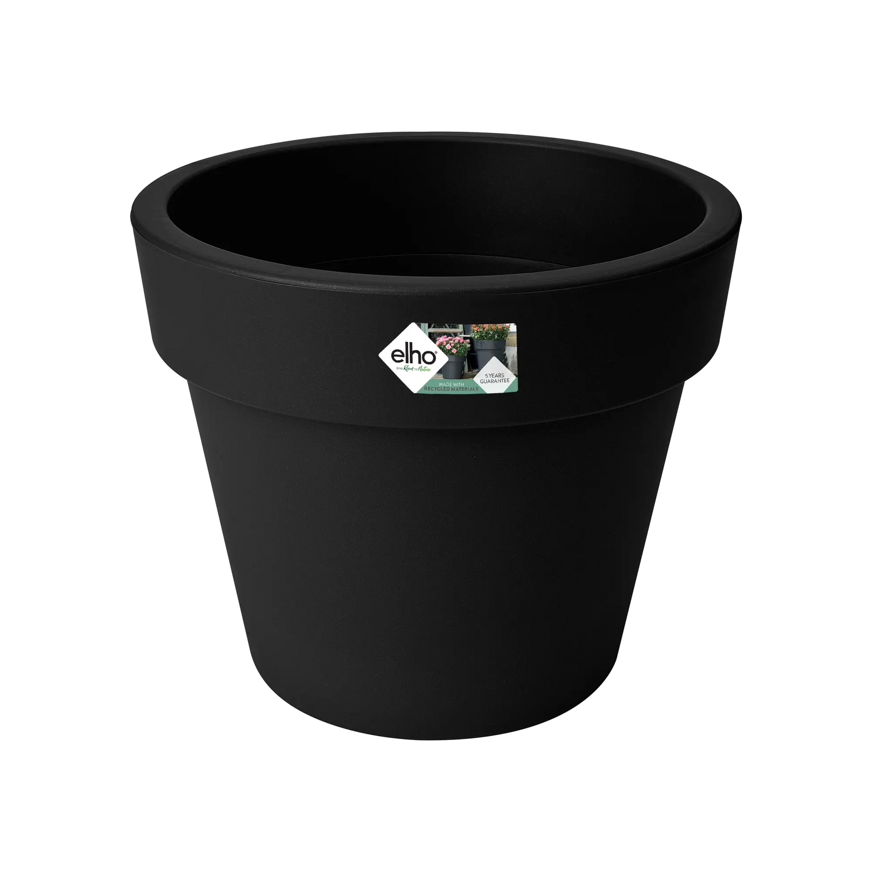 Elho top plantenpot 23 cm, zwart, brede bovenrand en diepe opening