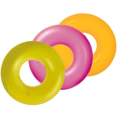 Opblaasbare neon ring (91 cm), set met groen, roze en oranje.