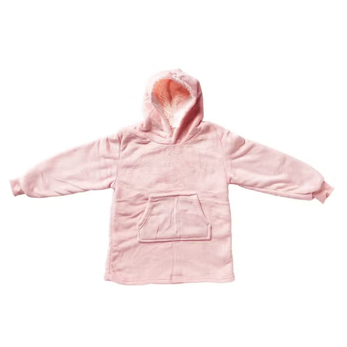 Roze oversized kinderhoodie met capuchon en lange mouwen