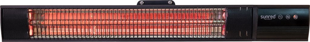 Sunred Royal Diamond wandverwarming met lang rood rooster en zwarte bedieningszijde