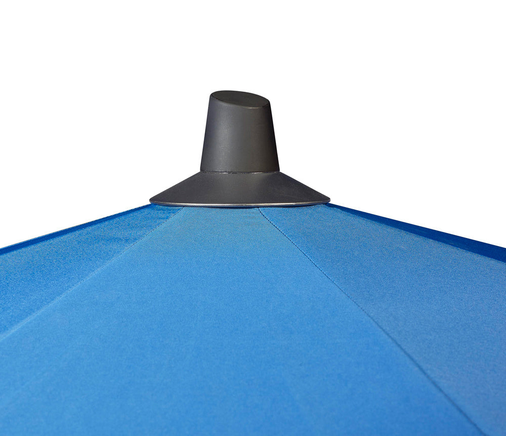 Blauwe parasolkap met ventilatieopening en zwarte rand