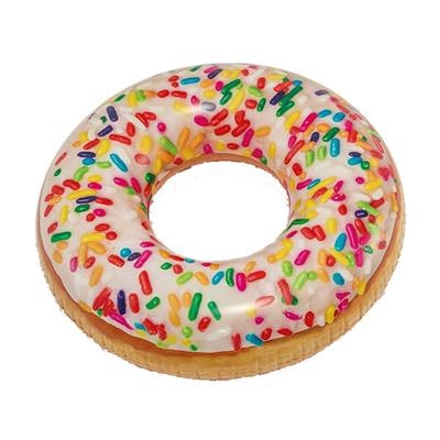 Donutzwembadband met witte glazuurlaag en kleurrijke sprinkles, ronde vorm