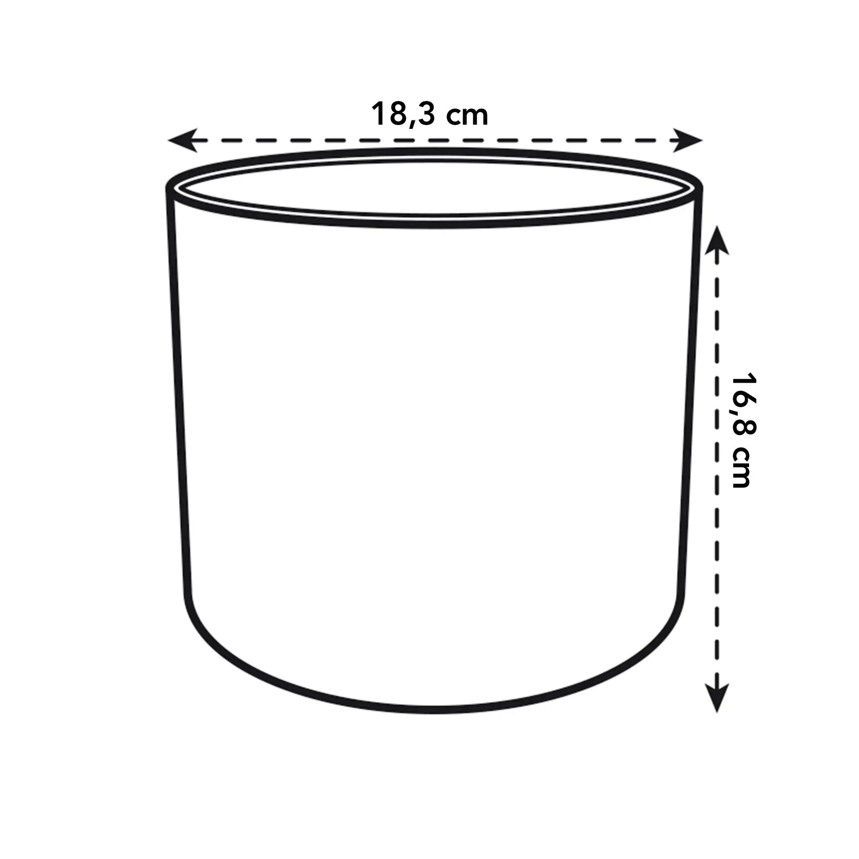 Elho b.for soft ronde plantenpot, maatdiagram: 18,3 cm breed, 19,1 cm hoog