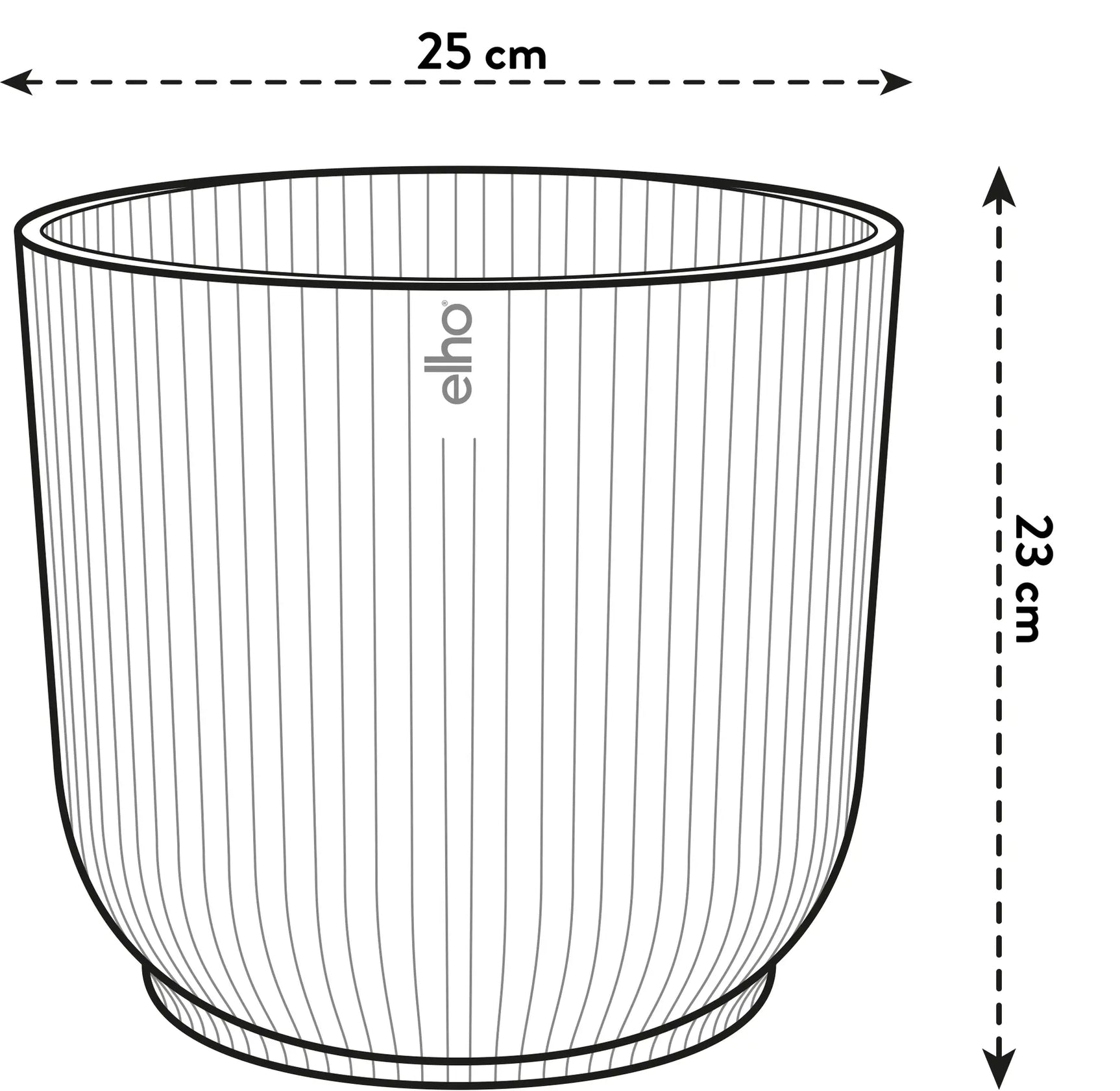 Ronde sierpottekening met maat 25 cm en hoogte 23 cm