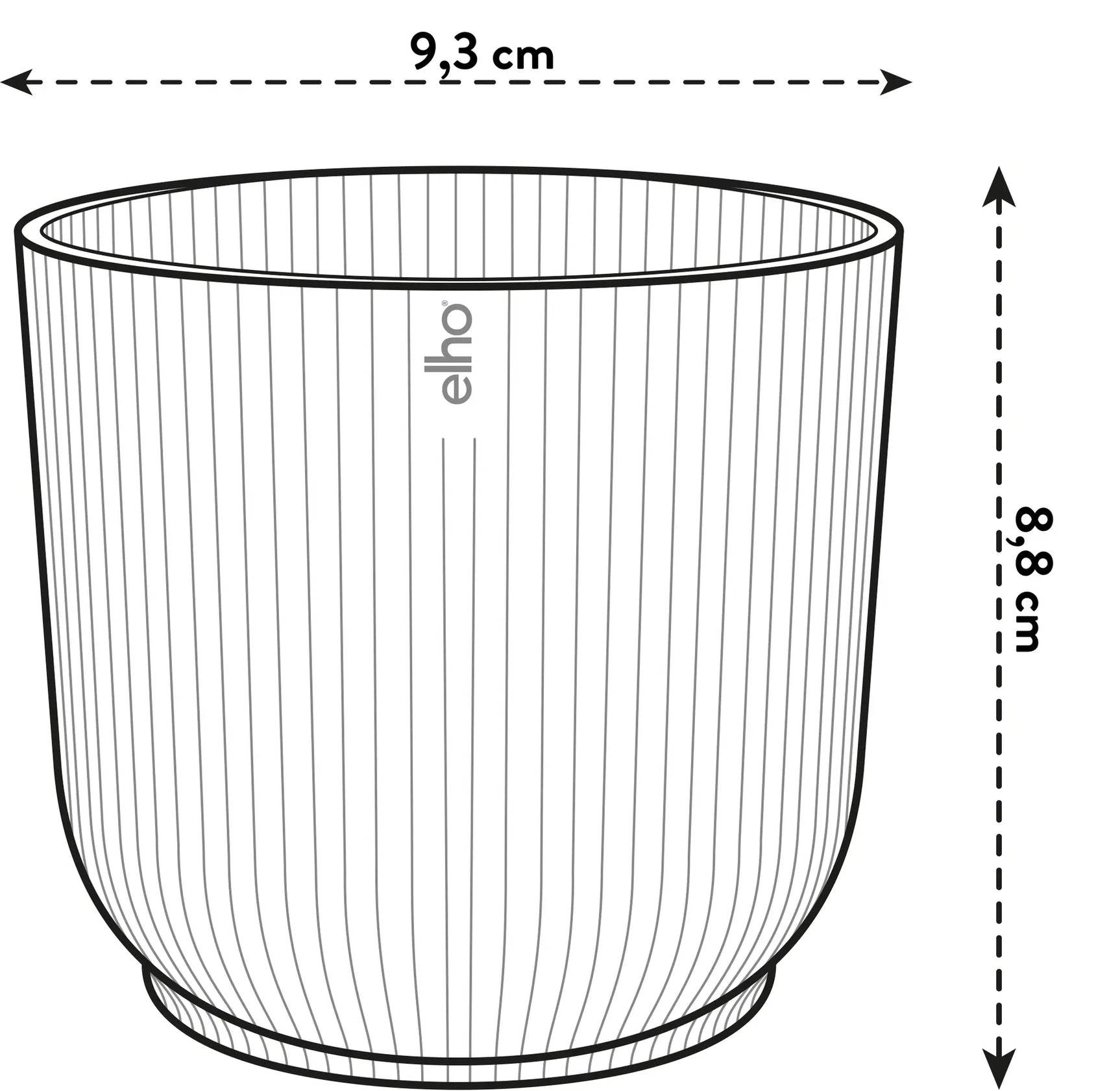 Elho Vibes fold mini bloempot, afmeting 9,3 cm breed en 8,8 cm hoog, ribbels