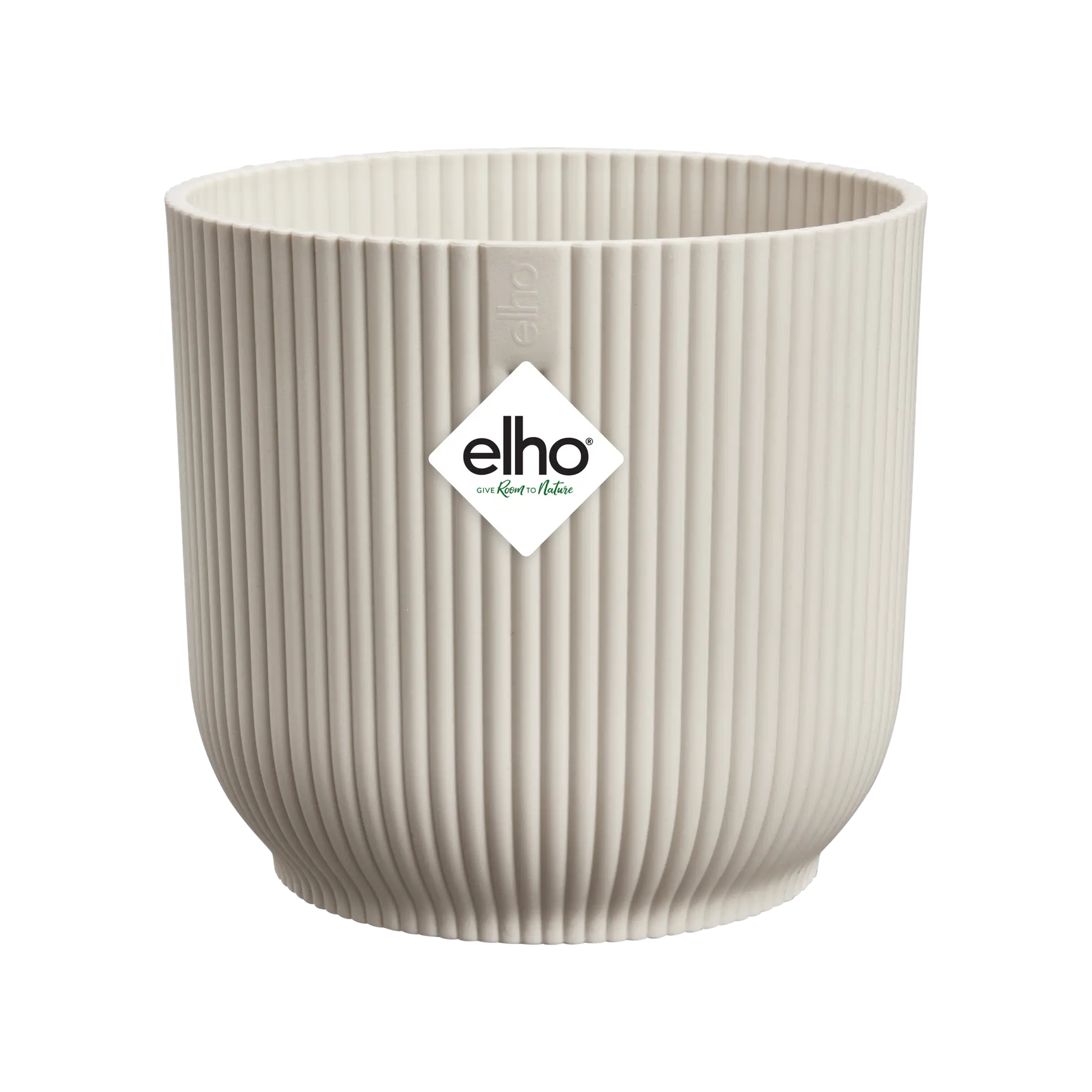Witte ronde elho Vibes plantenbak met linnen-look en geribbelde wanden