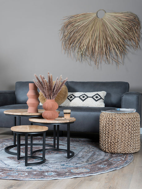 Vloerkleed Karaca Blue/Brown 06 Rond ø160 cm