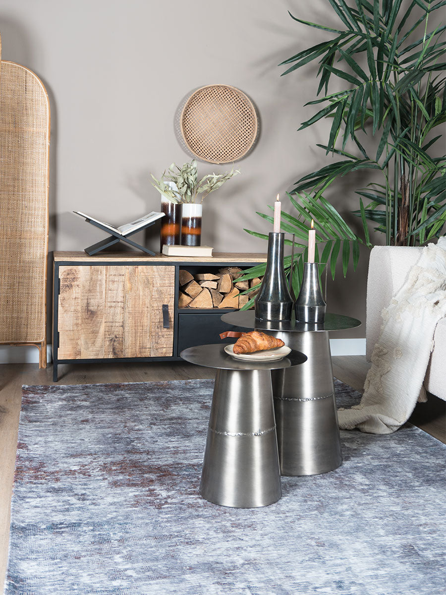 Vloerkleed met grijsbruine, verweerde look en rechthoekige vorm