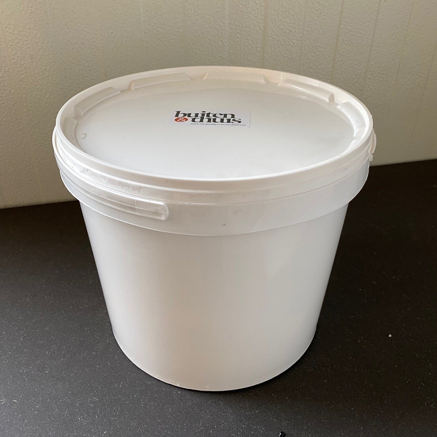 Strooizout-emmer van 6 kg, witte kunststof emmer met deksel en handgreep