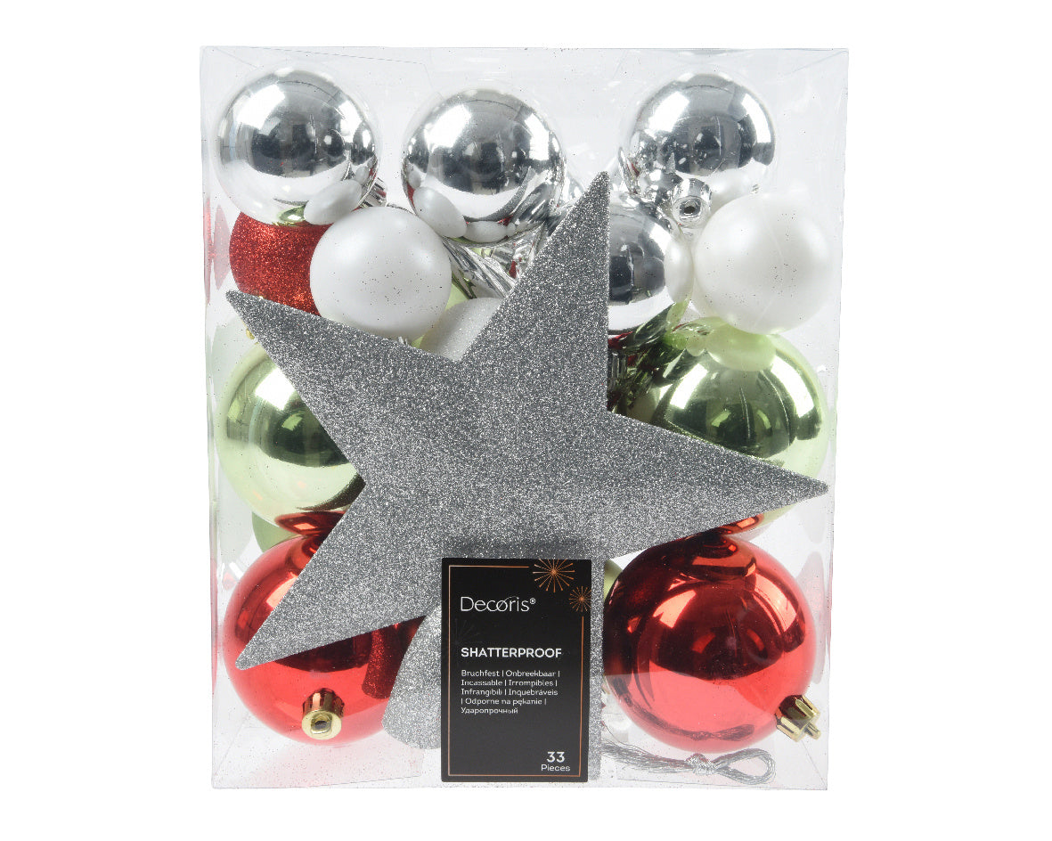 Kerstballen set mix groot/klein