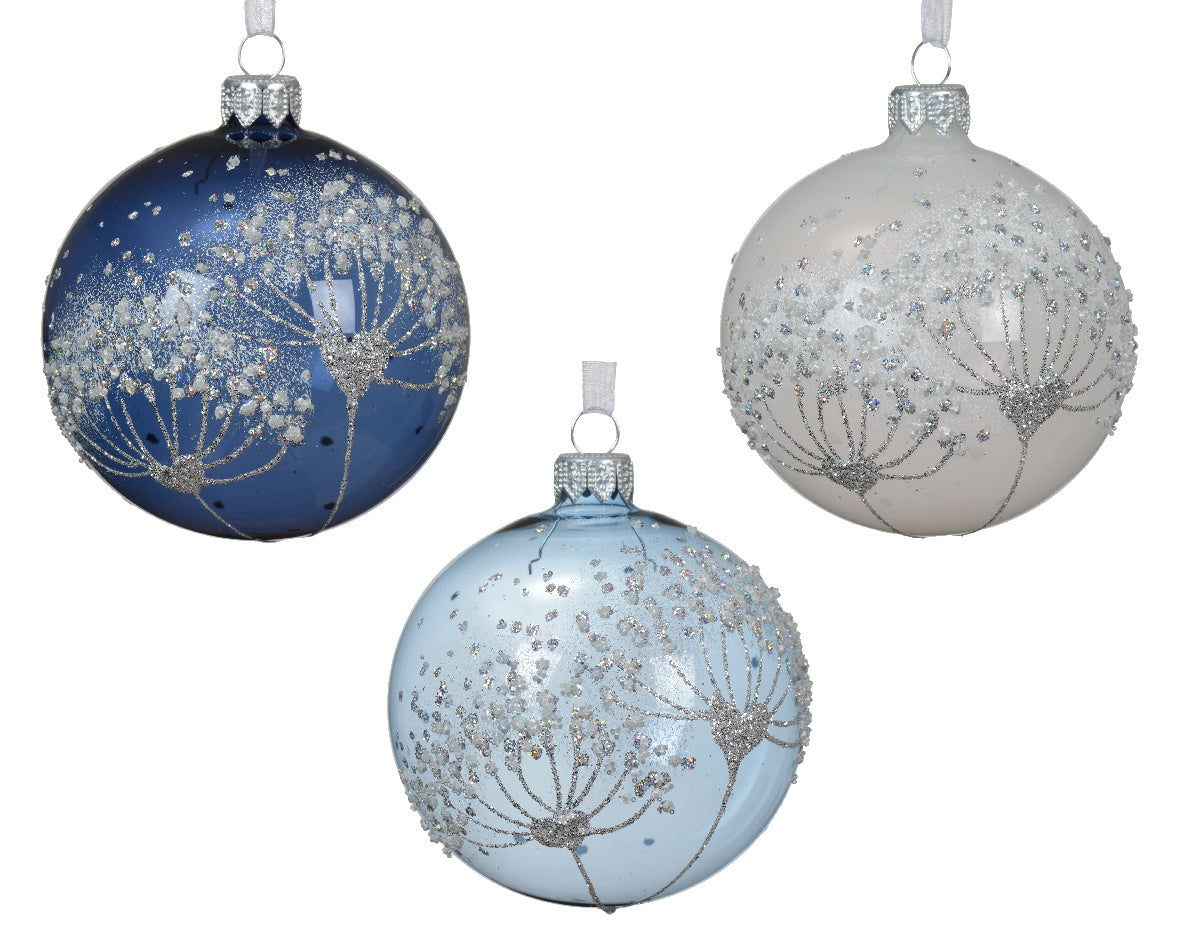 Kerstbal glas 3col ass