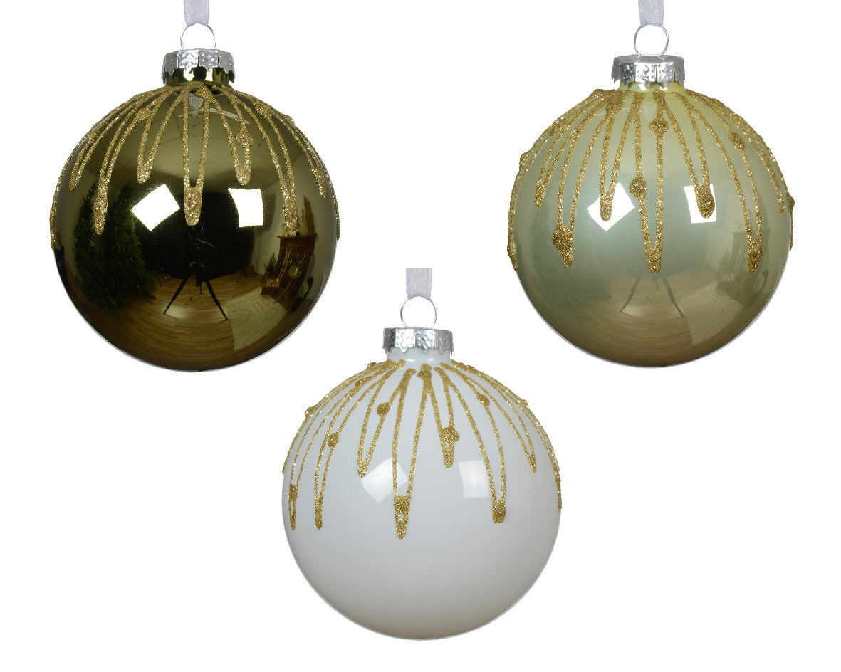 Kerstbal glas 3col ass