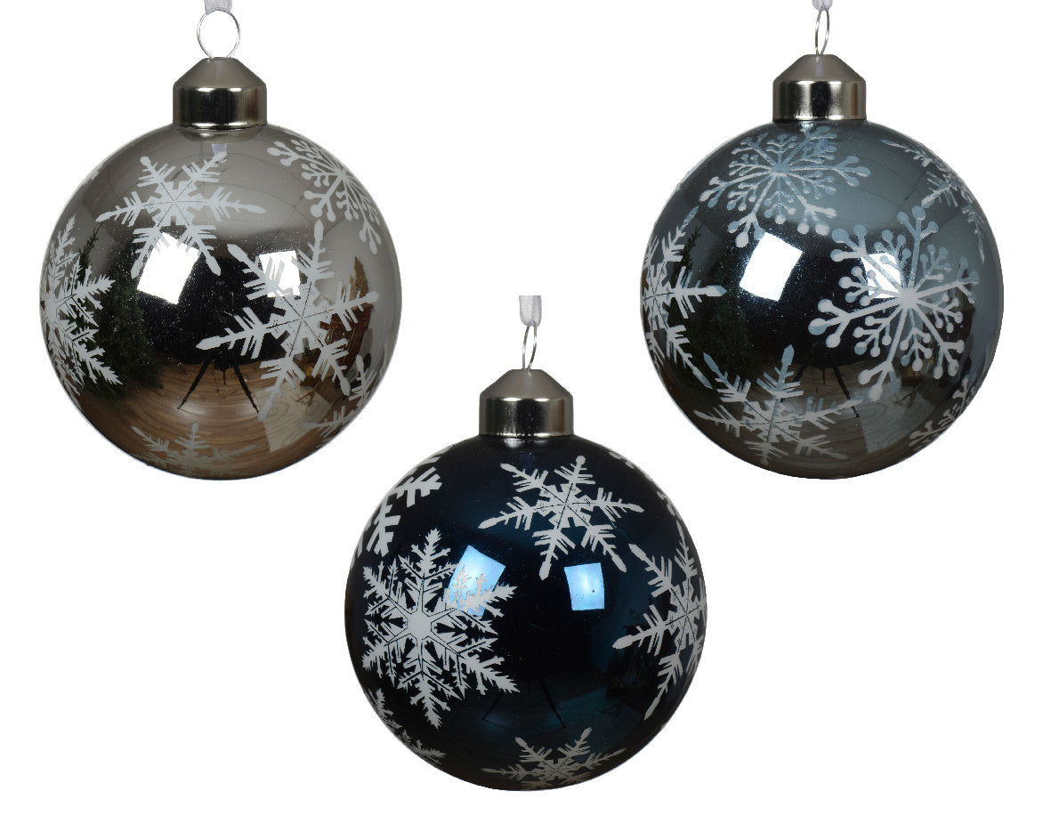 Kerstbal glas 3col ass