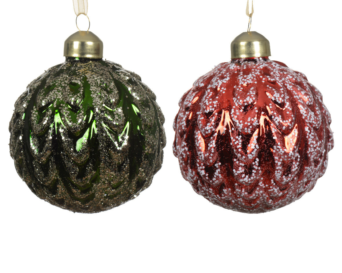 Kerstbal glas 2col ass
