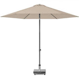 Platinum parasol Lisboa met ronde doek, taupe kleur, metalen frame op voet