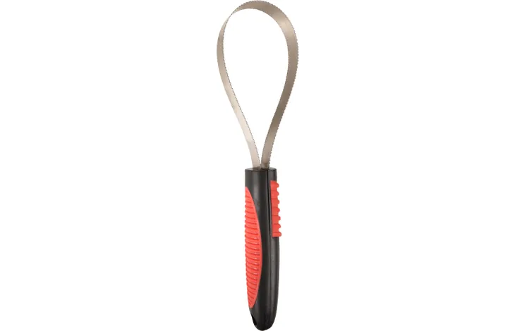 Flamingo kleine shedderborstel met zwarte kop en oranje rubber tanden