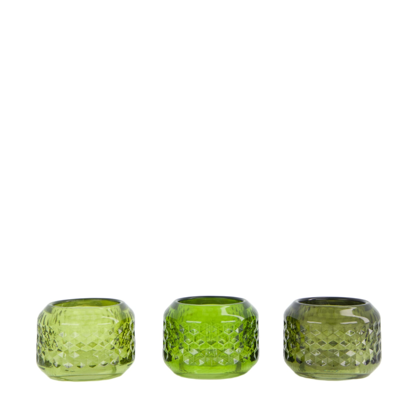 Theelicht houder glas 8.2x8.2x5.8cm assorti van 3