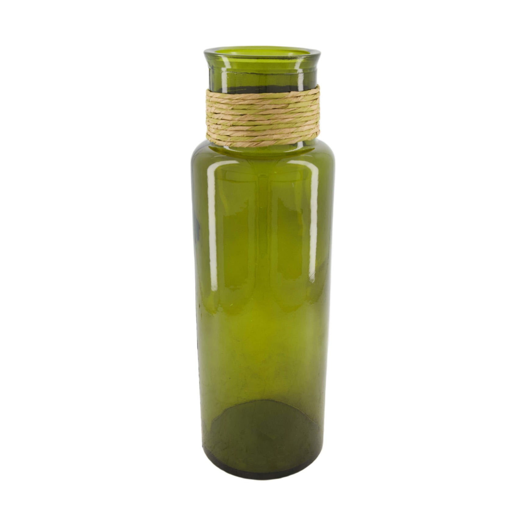 Vaas raffia gerecycled glas