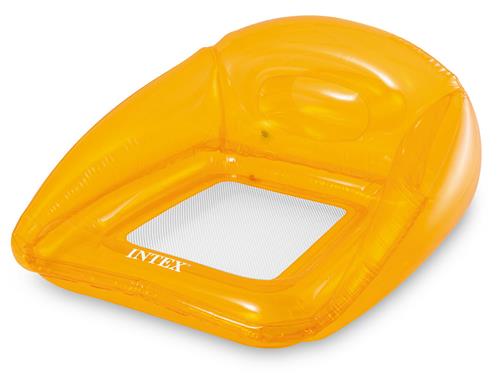 Transparante Intex lounge in oranje opblaasbaar formaat 104x102 cm met mesh onderin