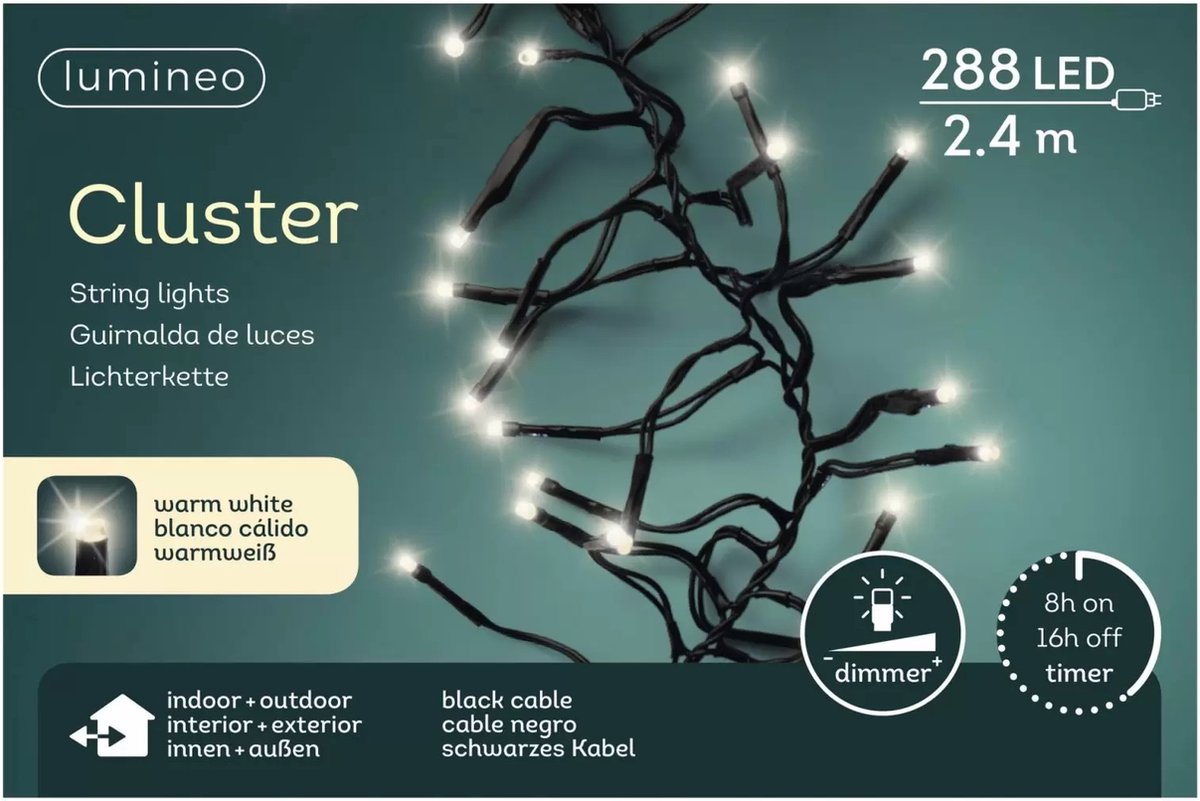 LED clusterverlichting buiten 240 cm warm wit