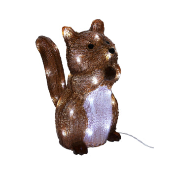 Acryl led-figuur eekhoorn/konijn, bruin met witte lichtende buik, staart omhoog