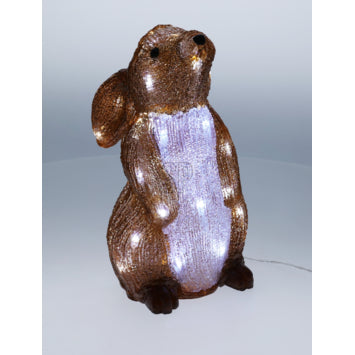 Acryl led-figuur eekhoorn/konijn, bruin staand met witte lichtende buik