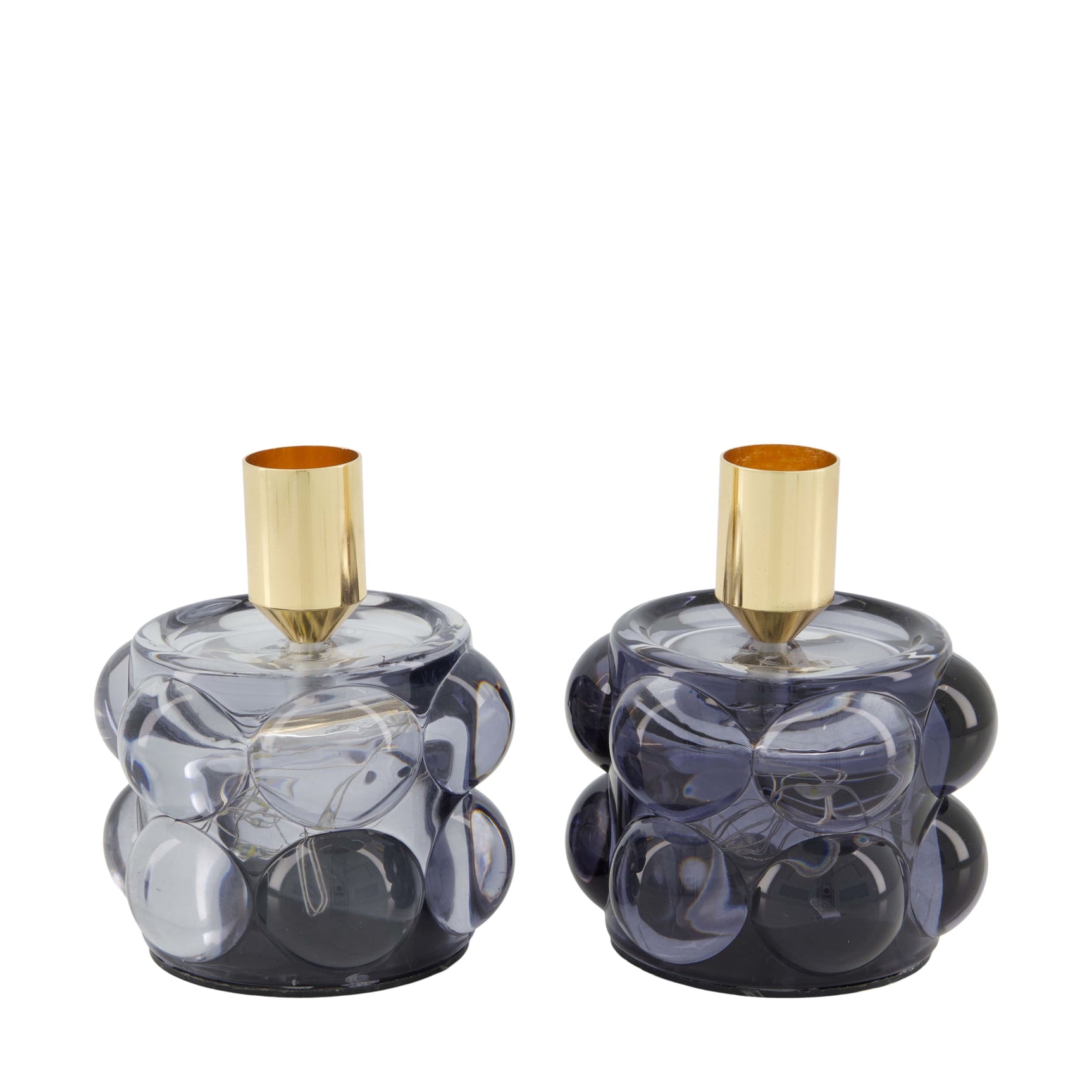 Dinner kaars houder met led glas 8.5x8.5x10.5cm set van 2