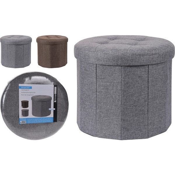 Poef rond 45x39cm van stof