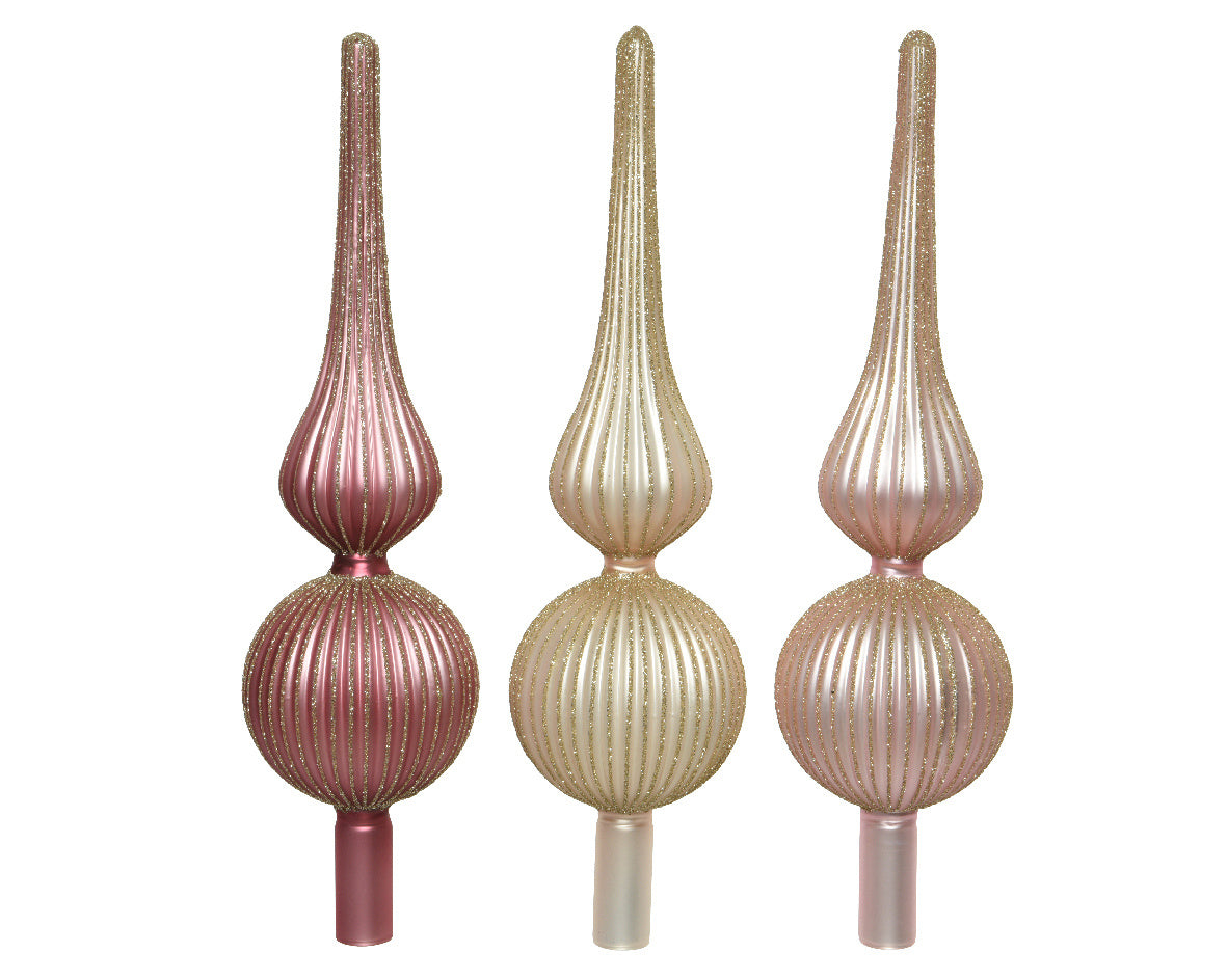 Piek glas matt rib mould, champagne glitter 3col ass