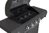 Barbecook grafiet gasbarbecue met open deksel en grillroosters