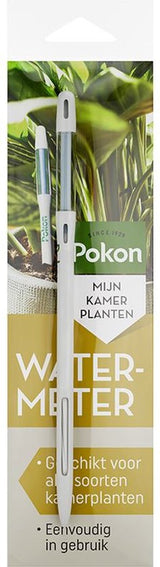 Watermeter voor kamerplanten verpakking, met dubbele witte meetstok