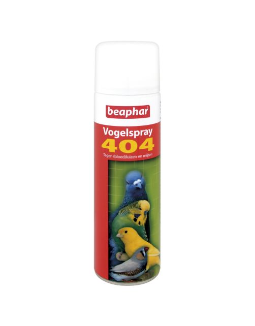 Beaphar vogelspray 404 fles met rode en groene etiket, 500 ml