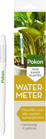 Watermeter voor kamerplanten verpakking, met witte meetstok en blauwe punt