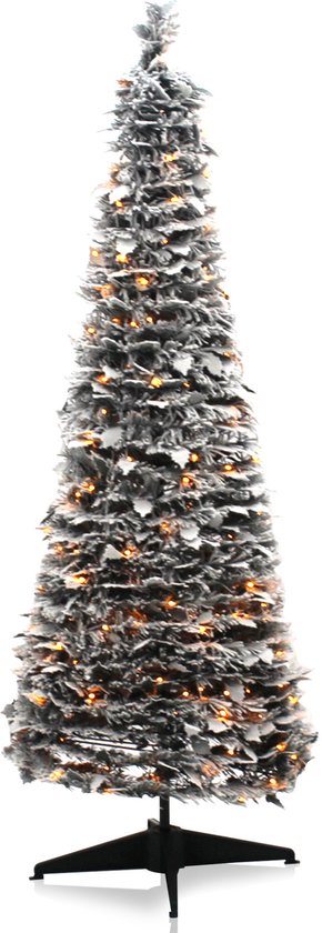 Pop-up kunst kerstboom met sneeuw en 300 LEDs - 210 cm