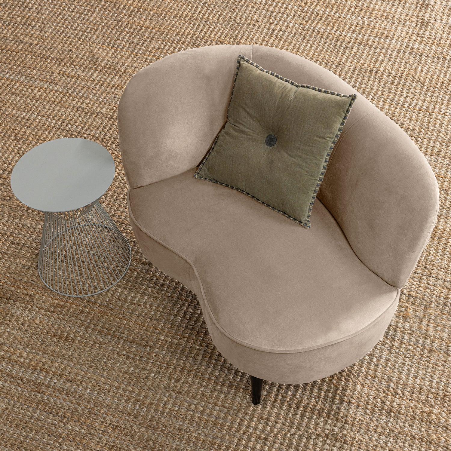 SARA LOUNGE FAUTEUIL LINKS VELVET KHAKI