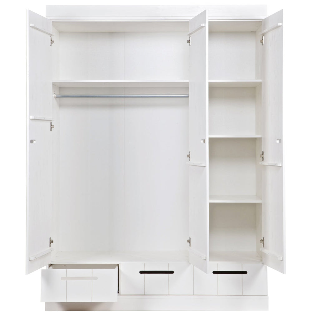 CONNECT 3-DEURS KLEDINGKAST + LADE WIT [fsc]