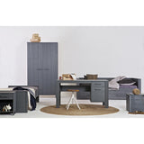 WOOOD - Dennis bureau grenen geborsteld steel grey [FSC]