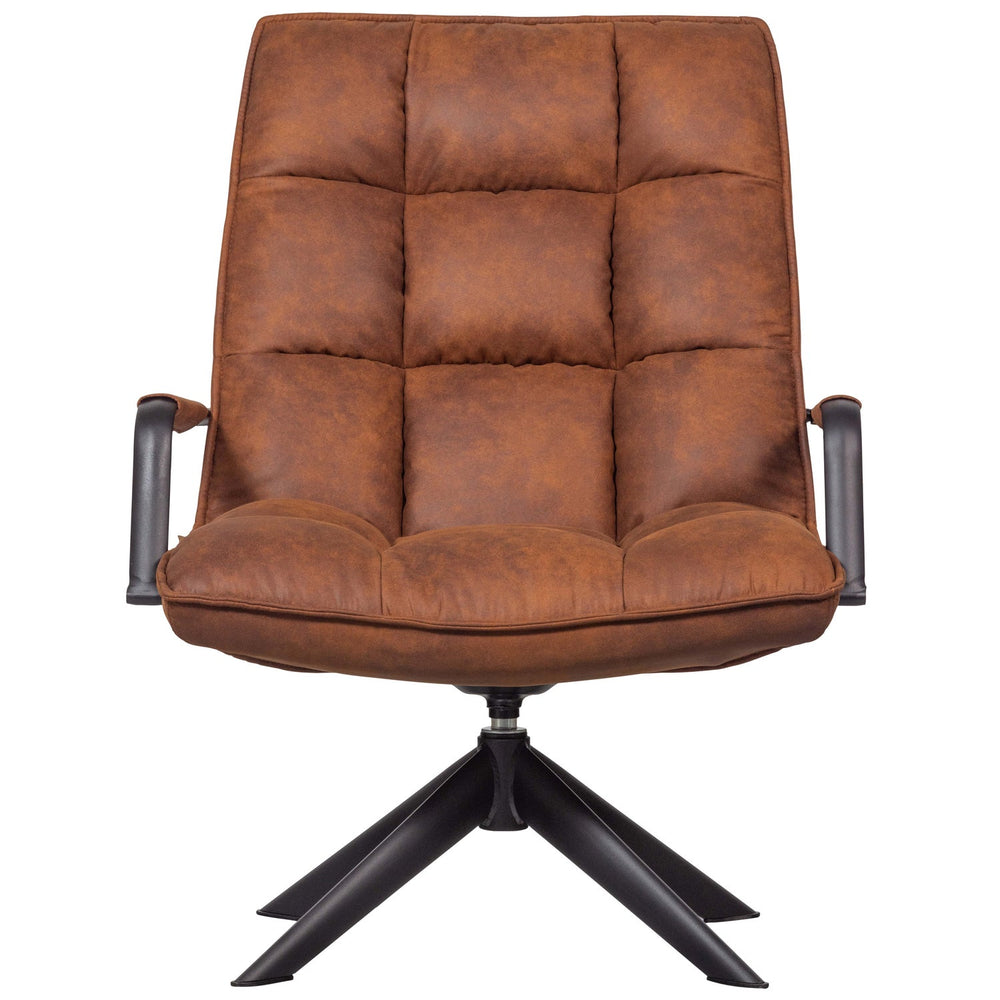 JOUKE DRAAIFAUTEUIL MET ARMLEUNING LEERLOOK COGNAC