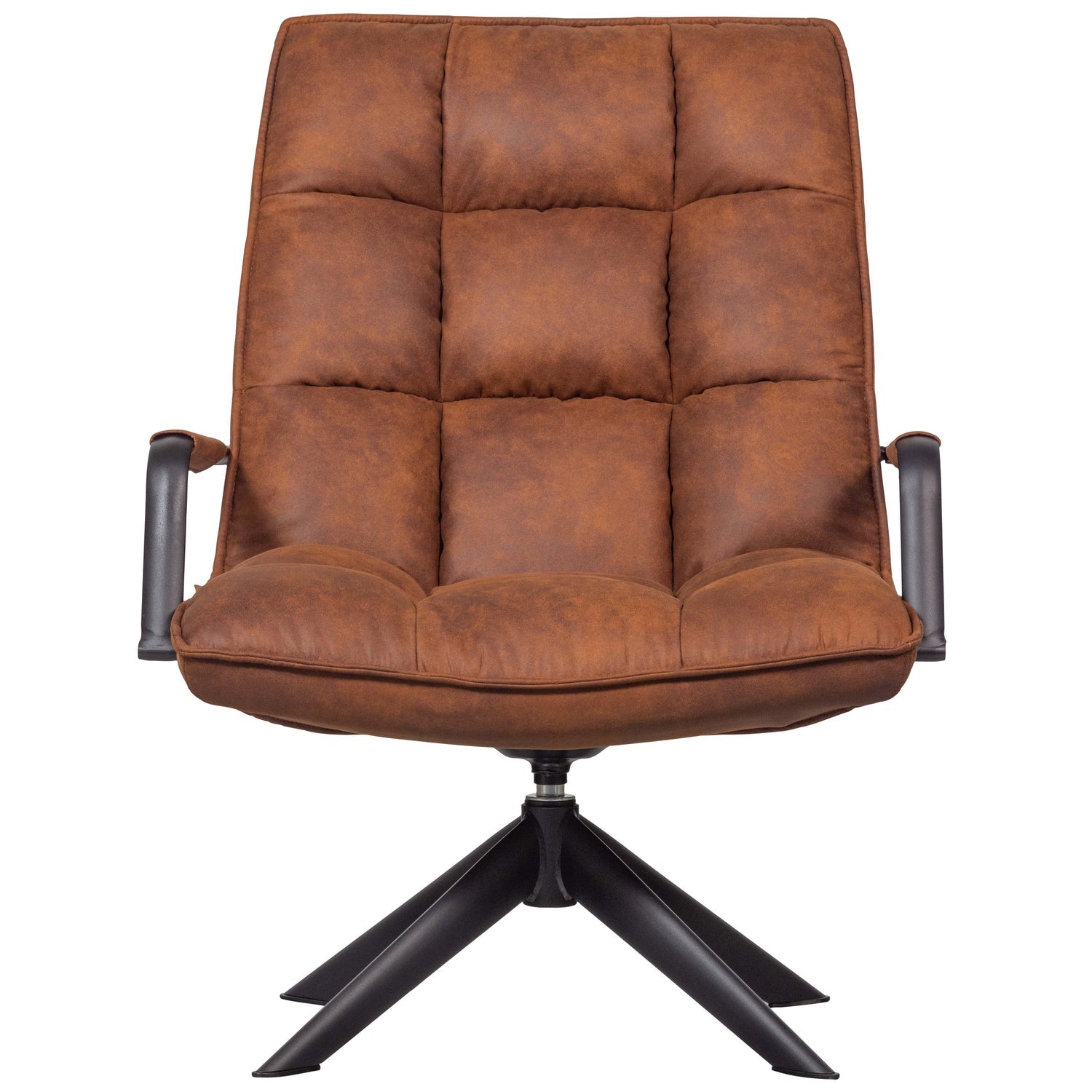 JOUKE DRAAIFAUTEUIL MET ARMLEUNING LEERLOOK COGNAC