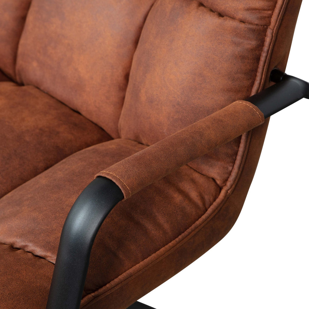 JOUKE DRAAIFAUTEUIL MET ARMLEUNING LEERLOOK COGNAC