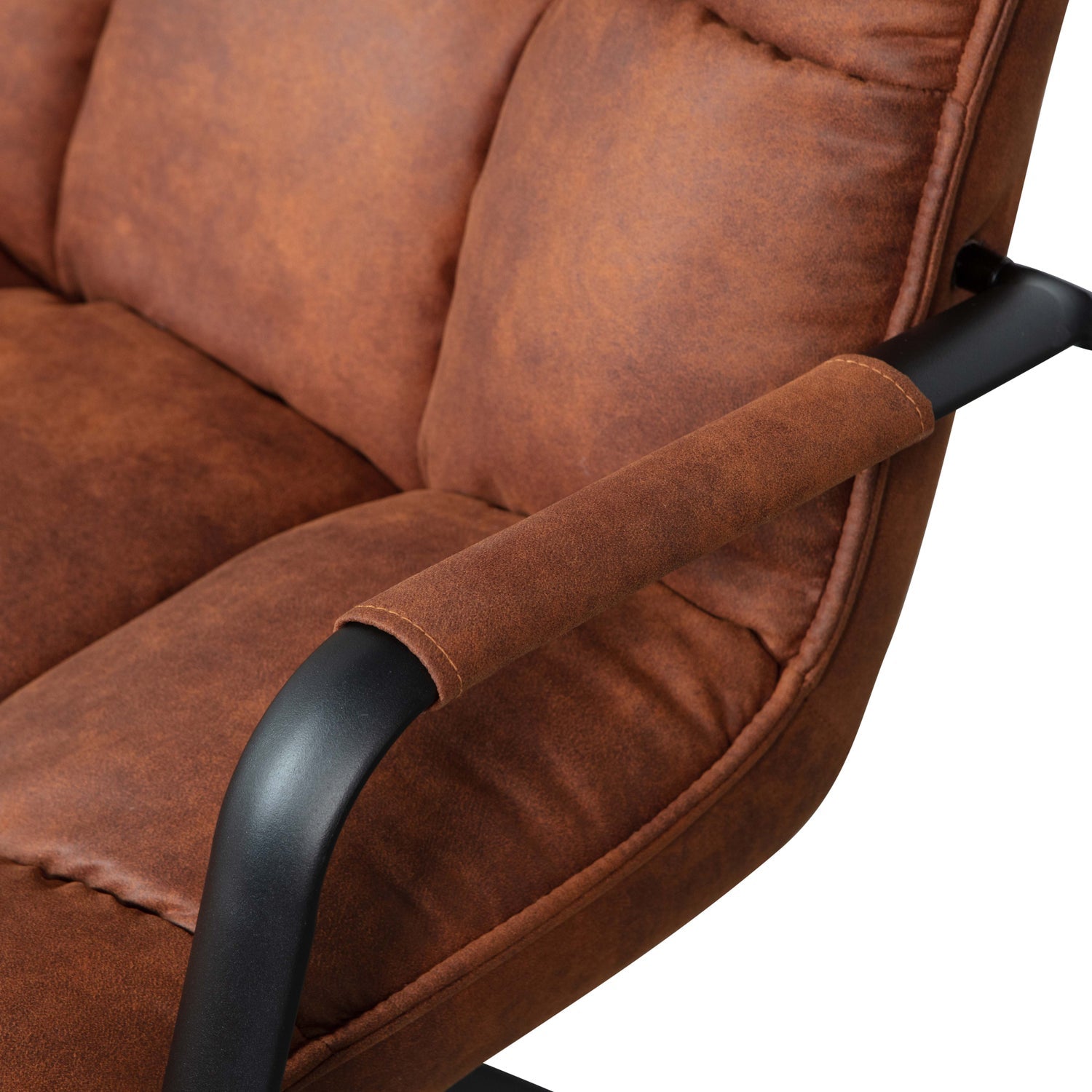 JOUKE DRAAIFAUTEUIL MET ARMLEUNING LEERLOOK COGNAC