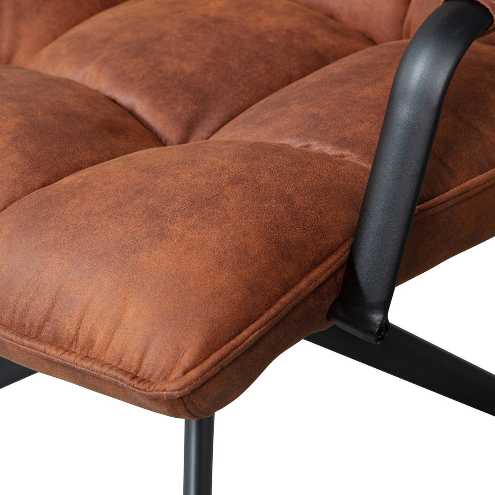 JOUKE DRAAIFAUTEUIL MET ARMLEUNING LEERLOOK COGNAC
