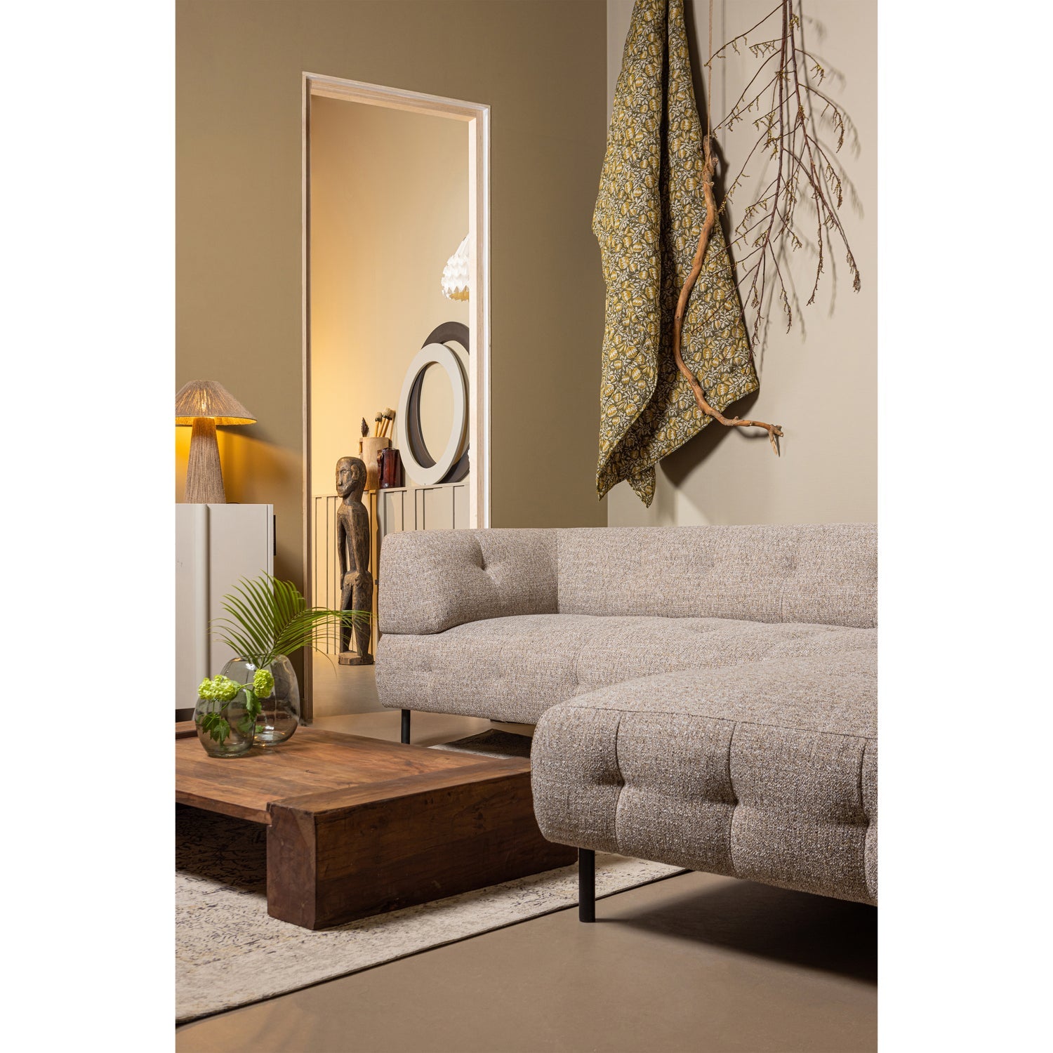 LLOYD HOEKBANK RECHTS GROF GEWEVEN BRUIN MELANGE