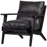 HOUSTON FAUTEUIL LEER/HOUT ZWART